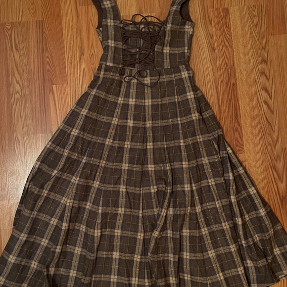 NEW Guizio Leila Tartan Dress Size Medium Multi (Brown) - SEALED PACKAGE - Picture 3 of 9